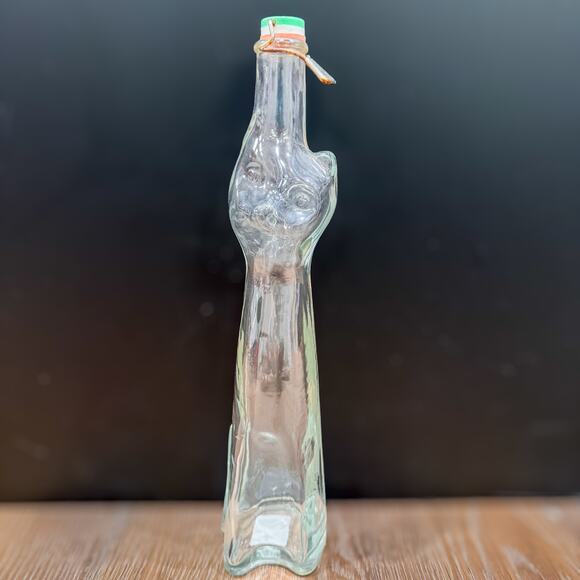 Vintage Tall Glass Cat Decanter, Made in Germany, Original Lid, Mid-C. Modern - Picture 1 of 8